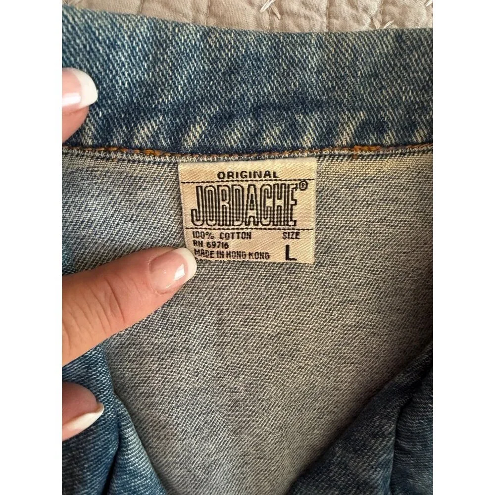 Jordache Womens Vintage Cropped Denim Vest Size Large Blue Cotton Stonewashed - Picture 4 of 7